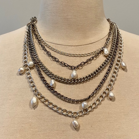 Jewelry - Fresh Water Pearl and Silver Multi Strand Necklace